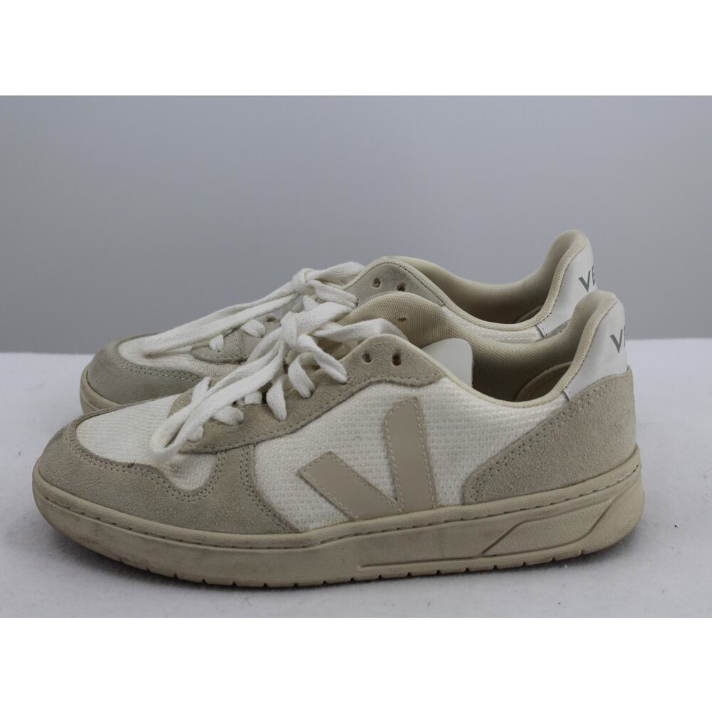 Veja V-10 Sneakers Shoes Womens 7 White Gray Suede Casual Lace Up Made In Brazil